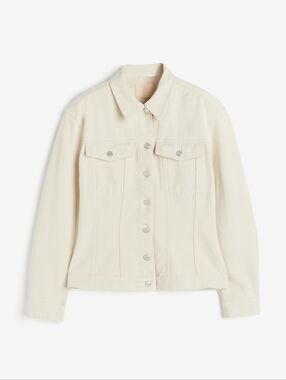 Women's Cream Denim Jacket with Classic Button Front